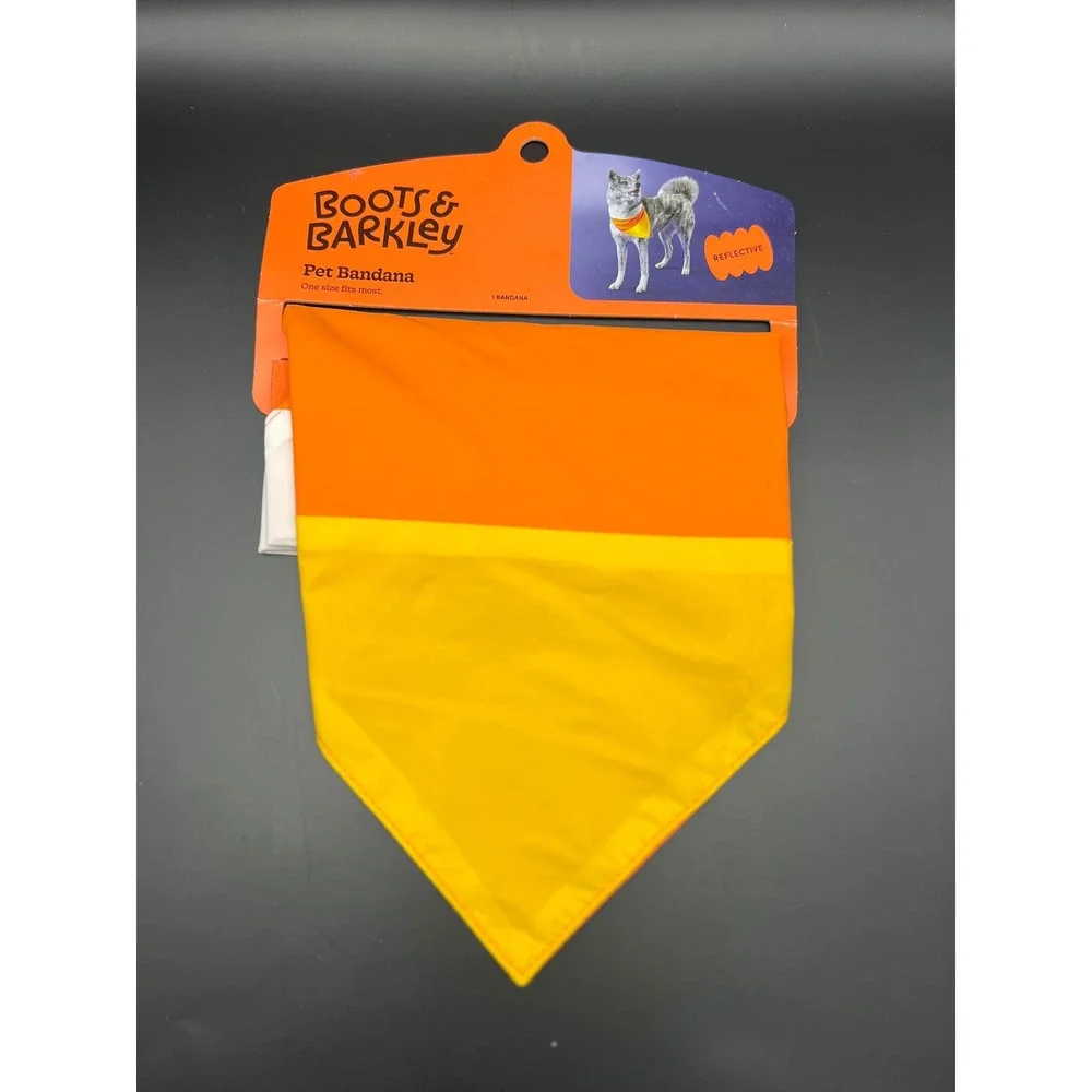 Boots & Barkley Reflective Candy Corn Dog Bandana Halloween NWT One Size